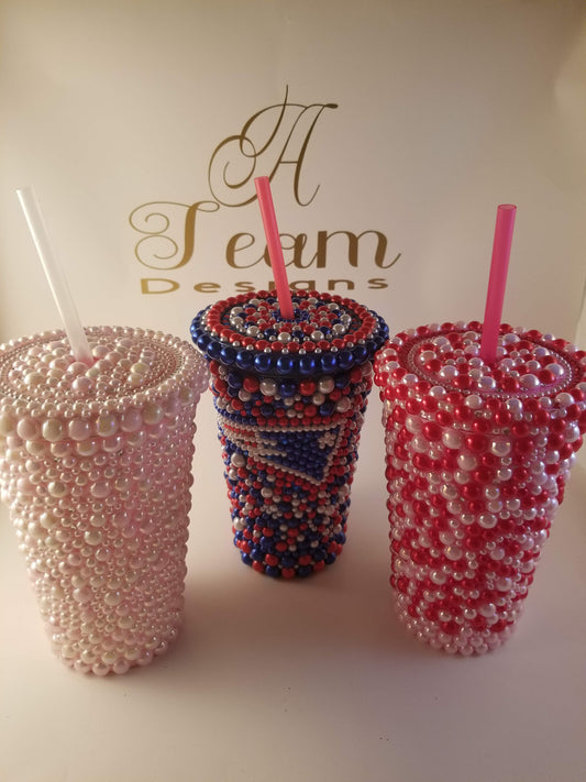 Pearl and Rhinestone Tumbler  16 oz