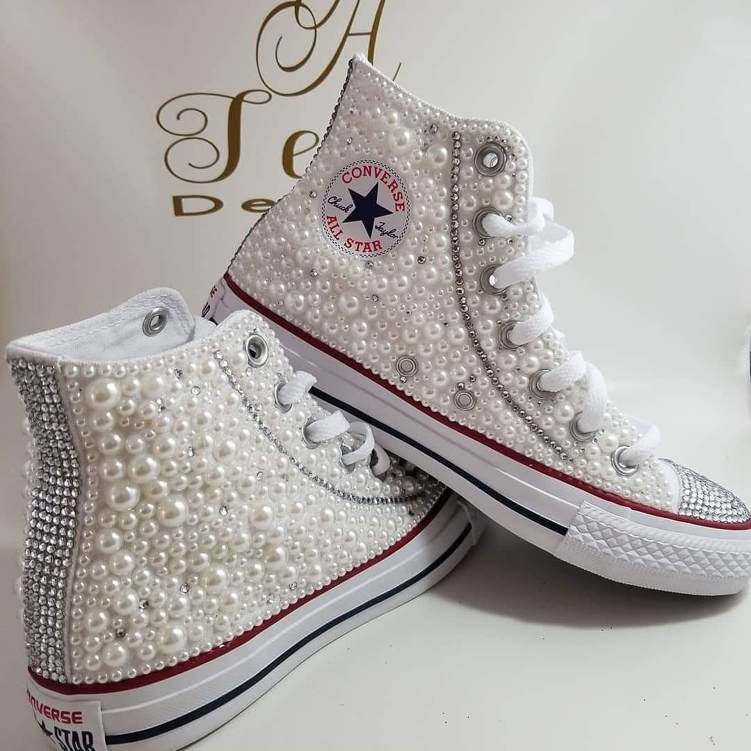 Custom Pearl and Crystal Converse/Vans