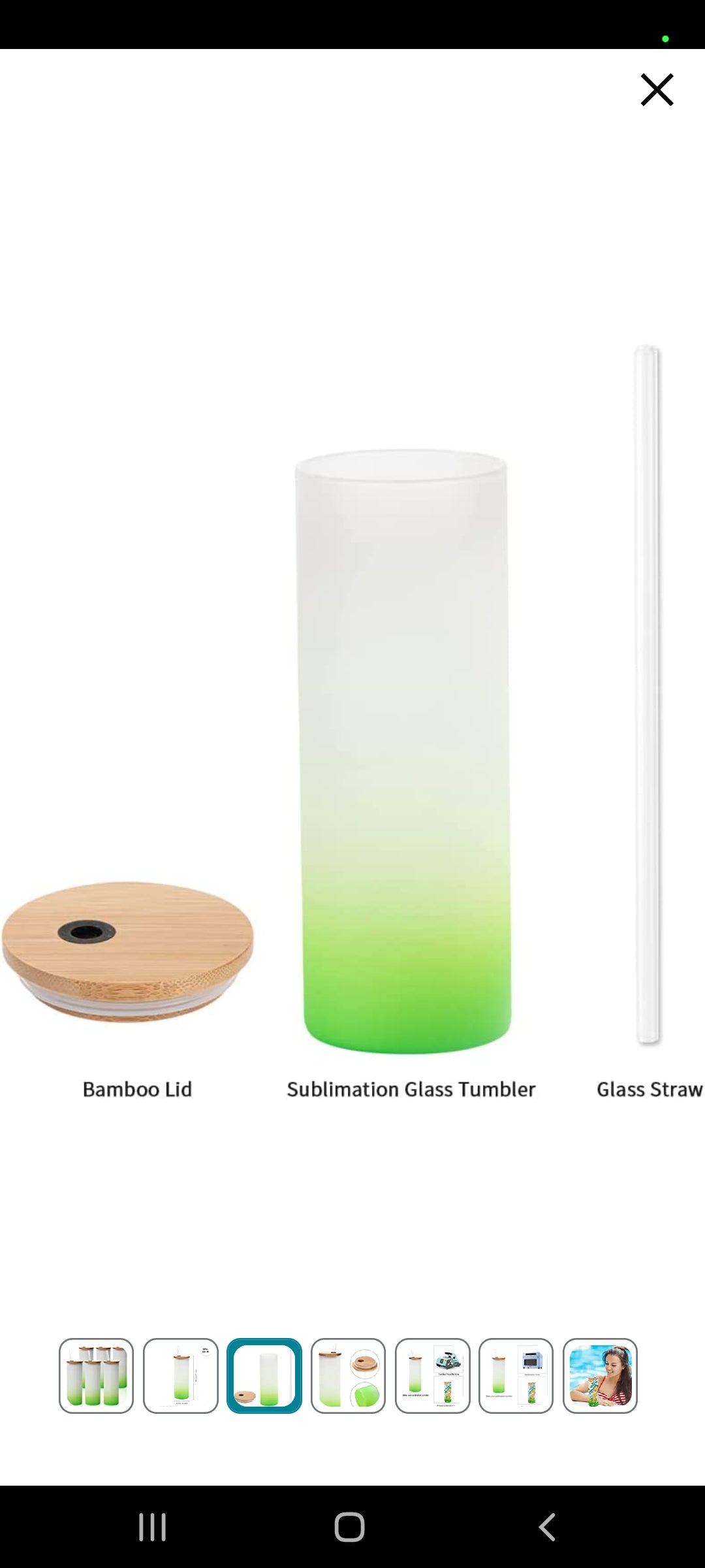 Glass Tumbler w/Bamboo Top