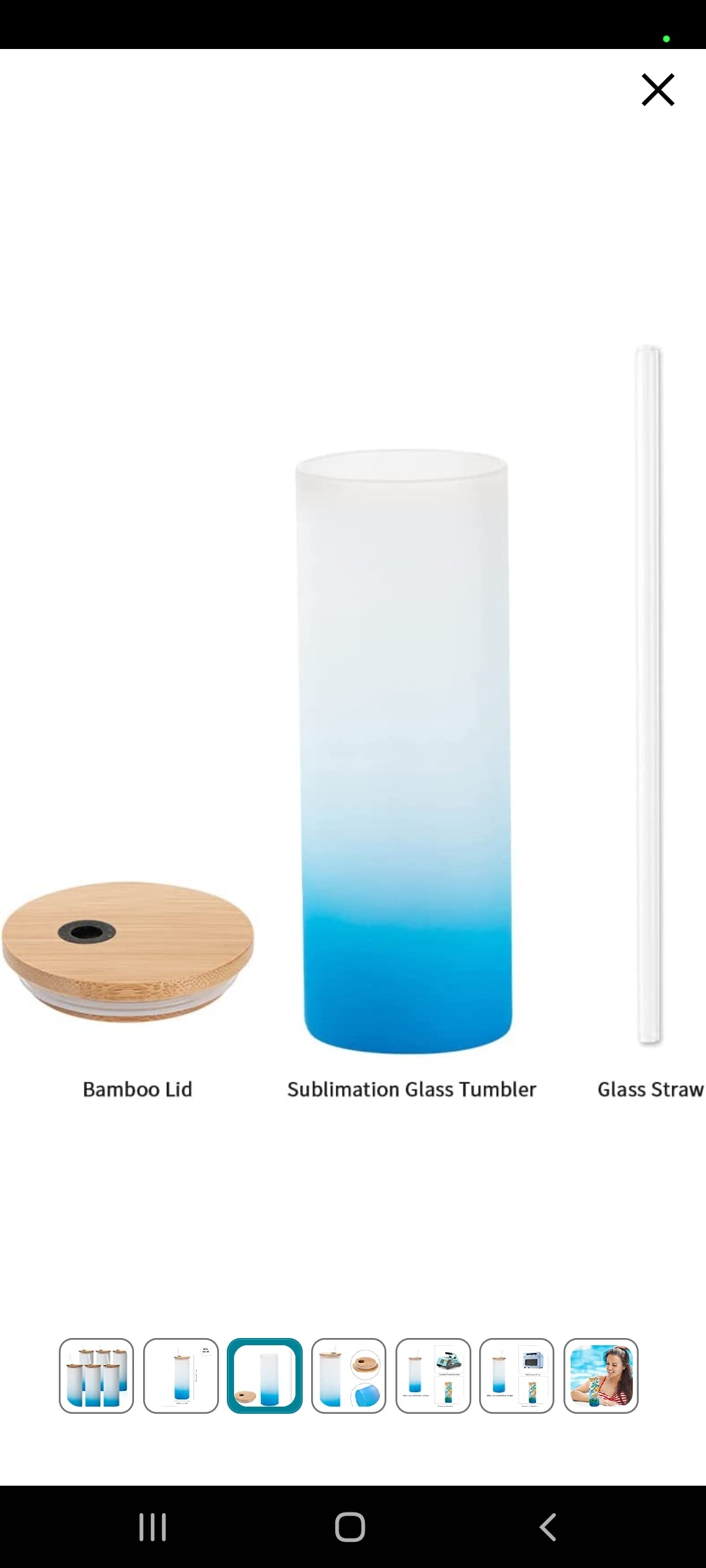 Glass Tumbler w/Bamboo Top