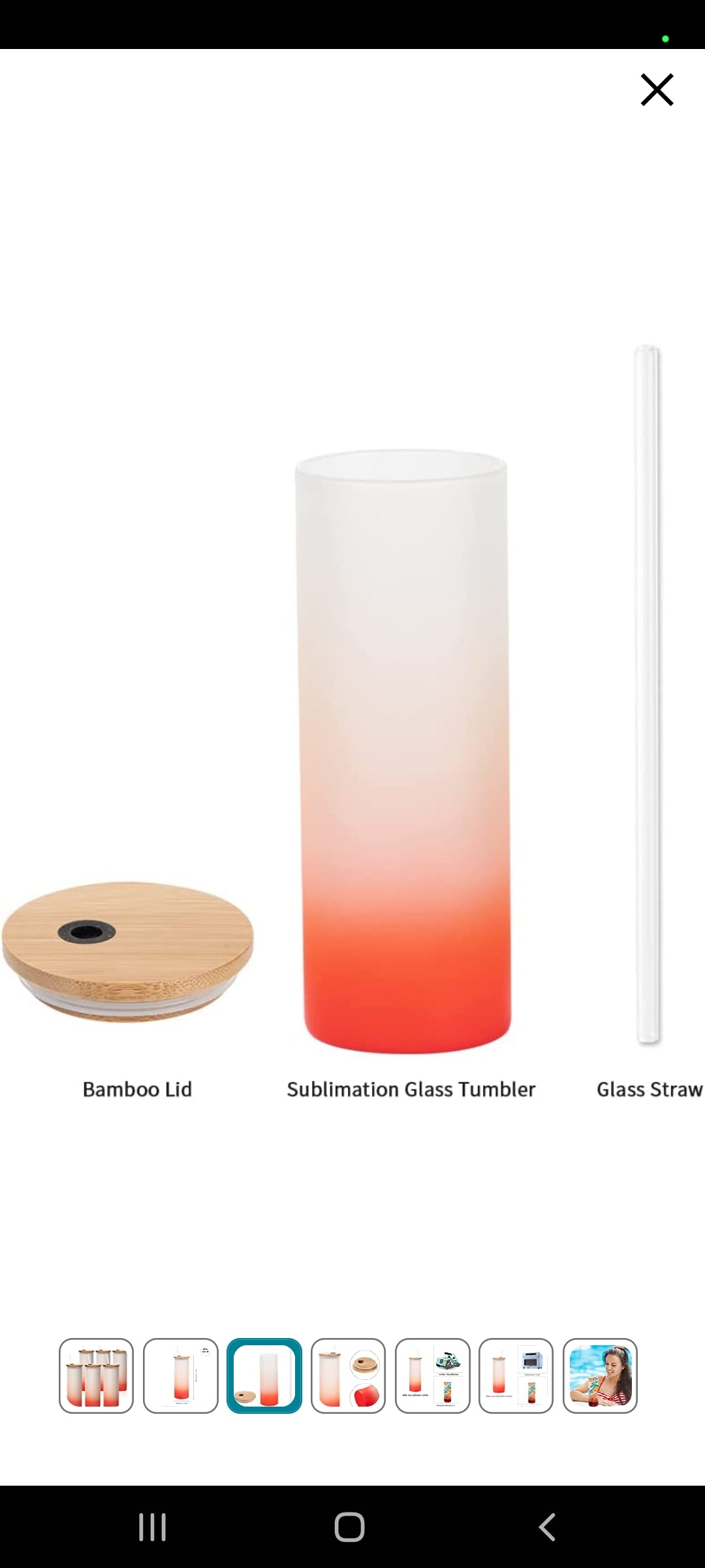 Glass Tumbler w/Bamboo Top